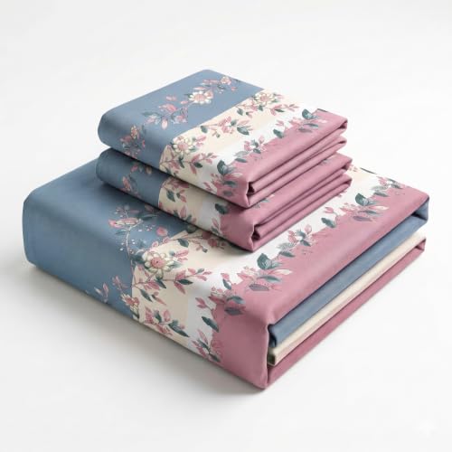 Image of BSB HOME 240 TC Cotton Double Bedsheet with 2 Pillow Covers, Soft & Breathable Bed Sheet for Double Bed, Fade & Wrinkle Resistant, Floral Print, 90 x 100 Inches (228 x 254 cm) - Muted Pastel Botanical