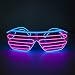 Fronnor EL Glasses El Wire Fashion Neon LED Light Up Shutter Shaped Glow Sun Glasses Rave Costume Party DJ Bright SunGlasses(Blue Frame+Pink)