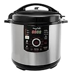 MegaChef 12 Quart Digital Pressure Cooker with 15 Preset Options and Glass Lid, Silver