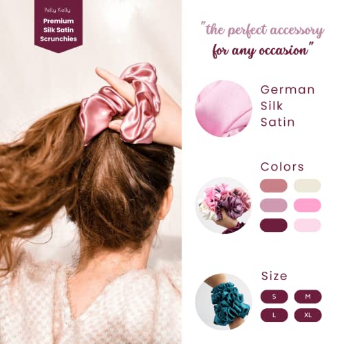 Image of Premium Satin Scrunchies for Women | Hair Bands, Ponytail Holders & Rubber Bands | Oversize, Fluffy, No-Damage Hair Ties | Girls Hair Accessories | Extra Large Size | Pack of 6
