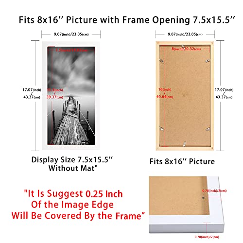 Bojin 8X16 Picture Frames White Solid Wood Without Mat Wooden Photo Frame For Wall Hanging Home Decoration-8X16 White #TOP2