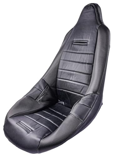 JEGS Pro High Back Custom Seat Cover | Black with Faux Carbon Fiber Trim and Side Panels | Cover Only, Seat Available Separately | Snap-On Installation |15.5 Inch Hip Width
