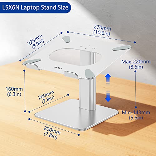 Besign Lsx6N Laptop Stand, Ergonomic Adjustable Notebook Stand, Riser Holder Computer Stand Compatible With Air, Pro, Dell, Hp, Lenovo More 10-15.6" Laptops, Silver #TOP3