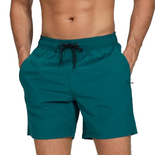 Aisprts Badehose Herren mit Reißverschlusstasche Wasserabweisend Badehosen Männer Badeshorts Herren Atmungsaktiv Mit Tunnelzug Meshfutter