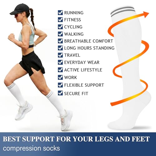 Image of Sooverki Compression Socks for Women and Men Circulation (3 /4 Pairs) is Best Support for Running Athletic Cycling Hiking