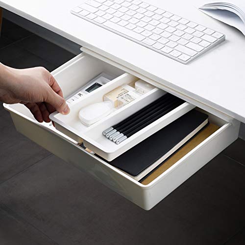Under Desk Drawer, Ochine Under Desk Storage, Under Desk Pencil Drawer Organizer, Under Table Storage, Adhesive Desk Drawer, Attachable Desk Drawer for Office/Desk/School/Kitchen, 13103 inch