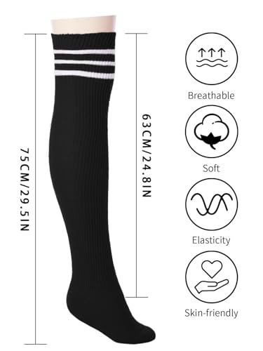 Abodhu Womens Thigh High Socks, Over Knee Socks for Women, Striped Knit Long Tall Stockings, Cosplay Casual Socks…2
