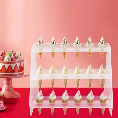 Présentoir à cornets de glace 18 trous avec structure robuste