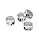 MyNameNecklace MYKA - Personalized Additional Beads for Men's Leather Braided Bracelets in 925 Sterling Silver, 18K Gold Plating - Custom Engraved Beads Only