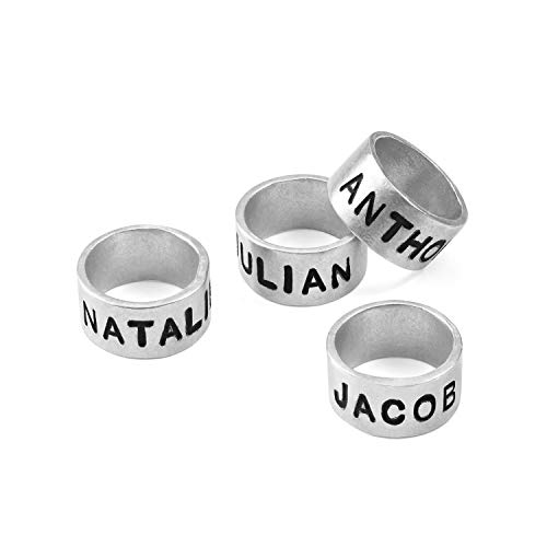 MyNameNecklace MYKA - Personalized Additional Beads for Men's Leather Braided Bracelets in 925 Sterling Silver, 18K Gold Plating - Custom Engraved Beads Only