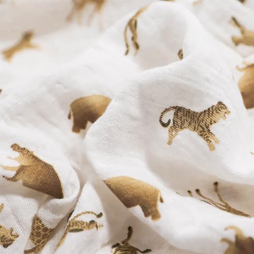 Image of Little Unicorn 100% Certified Natural Organic Cotton Muslin Swaddle Blanket 2 Pack | Giftable Set of 2 swaddles (Animal Crackers)