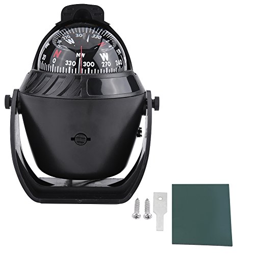 Electronic, High Precision Electronic Pivoting with LED Light for Car Boat Marine Navigation(Black)