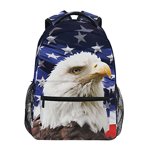 DerlonKaje American Flag Bald Eagle Backpacks School Book Bag Travel Hiking Camping Daypack