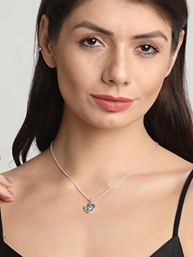 Image of Clara 925 Sterling Silver Olesya Heart Pendant Earrings Chain Bracelet Anklet Ring for Women & Girls| Platinum Plated | Gift for her