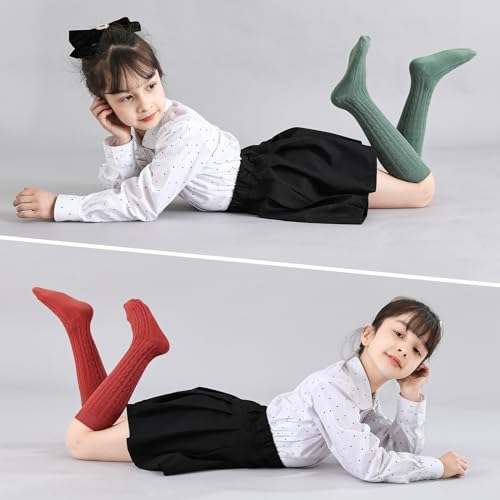 MINI PANDA 5 Pairs knee Socks for Toddler Girls, Baby Girls High Cute Long Socks4