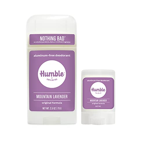 Humble Brands All Natural Aluminum Free Deodorant Stick For Women And Men, Lasts All Day, Safe, And Certified Cruelty Free Bundle With Full And Travel Size, Mountain Lavender #TOP28
