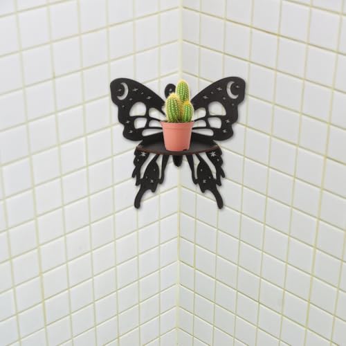 Estantería de esquina de madera repisa flotante negra decorativa 6