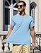 TARAINYA Henley Shirt Herren Baumwolle T-Shirt Kurzarm Sommer Männer mit Knopfleiste Hellblau 3XL