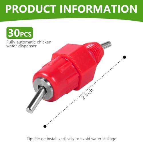 Ihoolee Chicken Waterer, 30 Pack Automatic Chicken Water Nipple Drinker Feeders Poultry Hen Duck Screw Style
