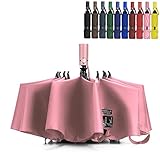LANBRELLA Umbrella Reverse Travel Umbrellas Windproof Compact Folding - Pink