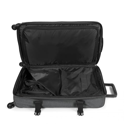 Image of EASTPAK TRANS4 L - 80L Large Checked Luggage Bag, Two Compartments, TSA Lock, 360 Spinner Wheels, and Telescopic Handle, Black Denim