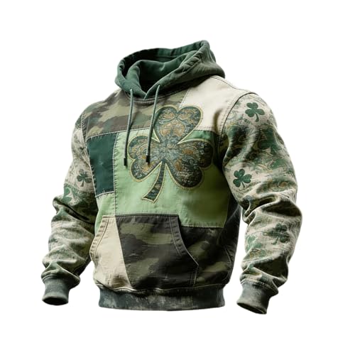 Sudadera con capucha estampada, estilo casual, streetwear forro polar y decorada un estampado del Día de San Patricio.