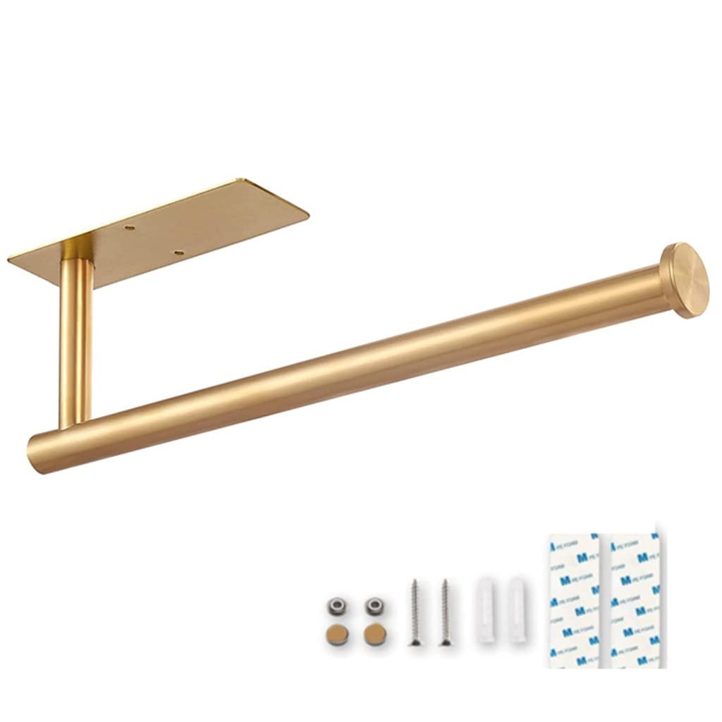 SAeWare Porta carta igienica adesivo in acciaio inox 304 spazzolato d portasciugamani nero bagno cucina lungo gancio per fazzoletti, D-33,5 cm