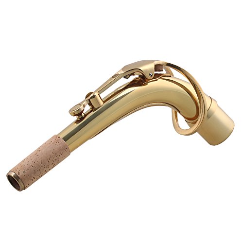 Yibuy 24.5mm Connector Diameter Brass Gold Plated Saxophone Bend Neck for Alto Sax