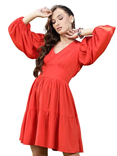 Image of SERA Women's Polyester Fit and Flare Standard Length Dress