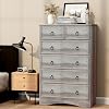 Amazon.com: VVFLU 6 Drawers Dresser Tall,Grey Dresser for Bedroom, 44 ...
