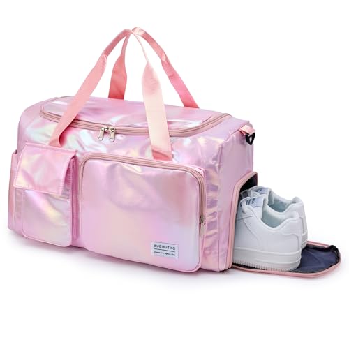 Image of Small Gym Bag for Women, Travel Duffle Bag Carry On Weekender Bag with Shoe Compartment