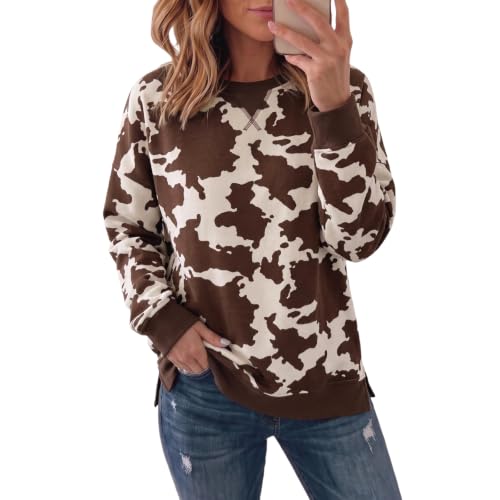 Polka Dot Sweatshirt for Women Color Block Crewneck Sweatshirt No Hood - image 1