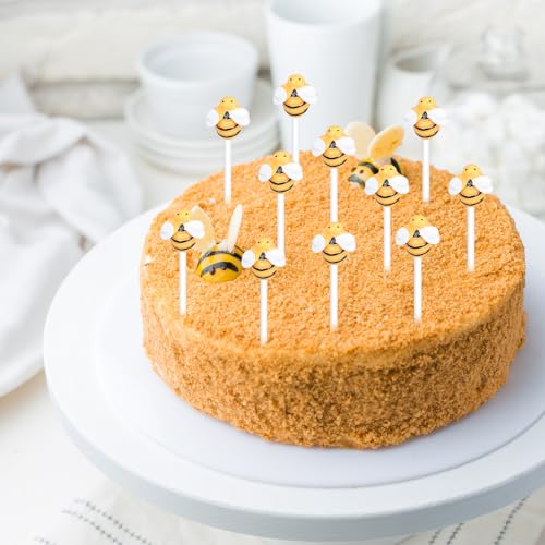 Monigte 03 24Pcs Bumble Bee Cupcake Toppers Resin Little Figurine Bee Cupcake Picks Oh Babee Cake Decorations thumb #2