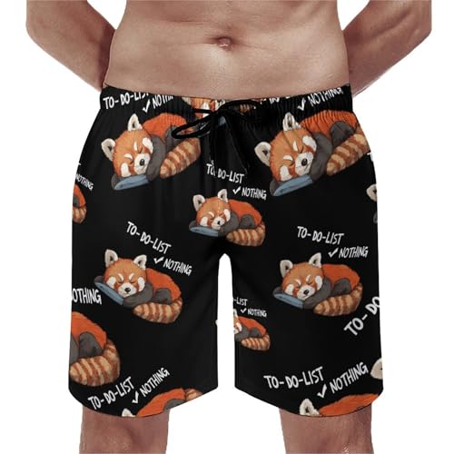 Relaxed Red Panda Beach Shorts for Men Swim Trunks Quick Dry Bathing Suit Drawstring Hawaiian Short4