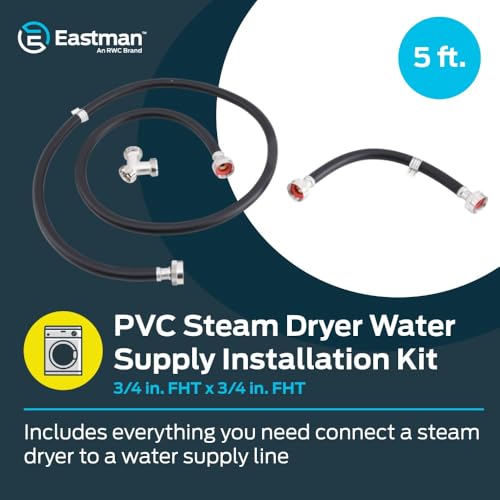 Eastman 5 Foot Steam Dryer Installation Kit, 3/4 Inch FHT Connections, Black PVC Hose, 41024P by Eastman - Used condition - Image 2