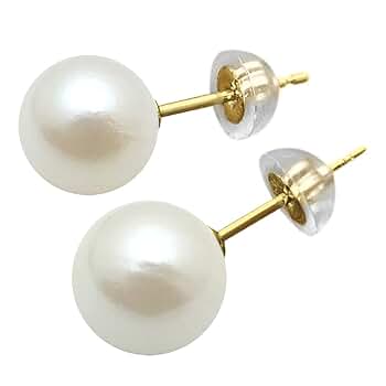 Amazon | 8.0mm UP K18 アコヤ真珠ピアス / 18金 パール