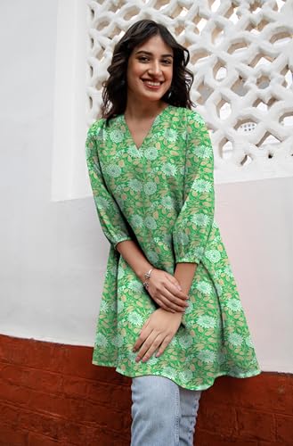 Image of Janasya Women's Georgette Floral Regular Tunic