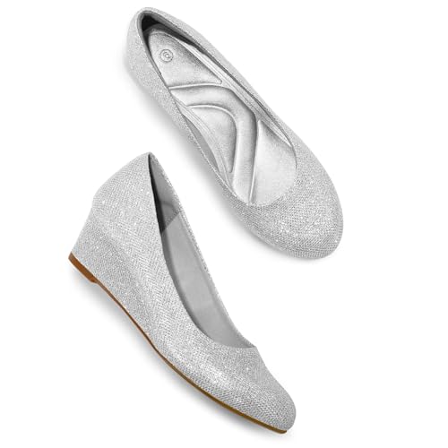 Image of mysoft Women's Wedge Pumps Low Heel Closed Toe 2in Dress Shoes