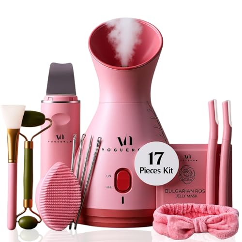 Facial Steamer Spa Kit with Complimentary 17 Skin Care Tools | Face Steamer for Facial Deep Cleaning with Towel Warmer & Humidifier Mode| Self Care Gifts for Women, Spa Gifts, Birthday Gifts for Women