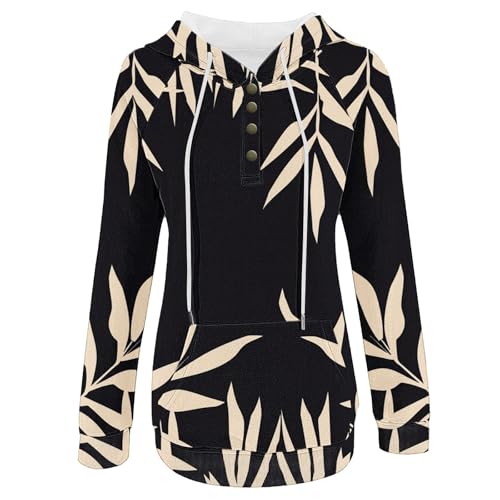 Moletons com capuz grandes femininos modernos e leves, confortáveis, de manga comprida, com botões,