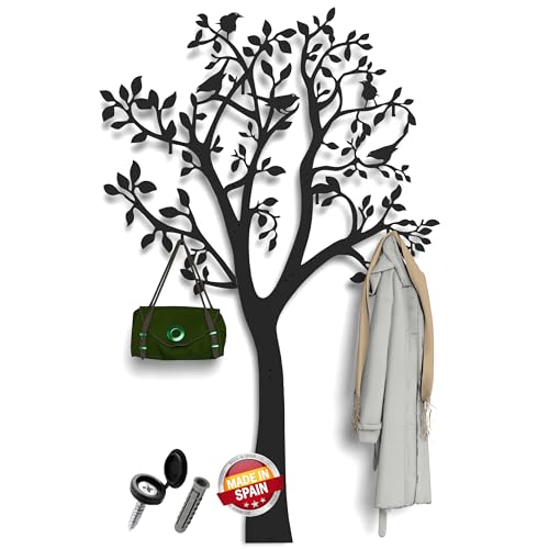 Arbre porte manteau mural 170*107cm 6 crochets | meuble porte manteau entrée noir | porte vetements pour chambre | patere murale de minimalisme | porte-manteau design | porte manteaux muraux métal 2mm