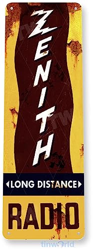 Tinworld Tin Sign: Zenith Radio Rustic Retro Metal Sign Garage Shop Ca