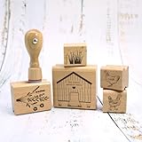 Dekolando Eierkarton Stempel Motivstempel Set Bauernhof & Hühner – 6 Holzstempel in verschiedenen...
