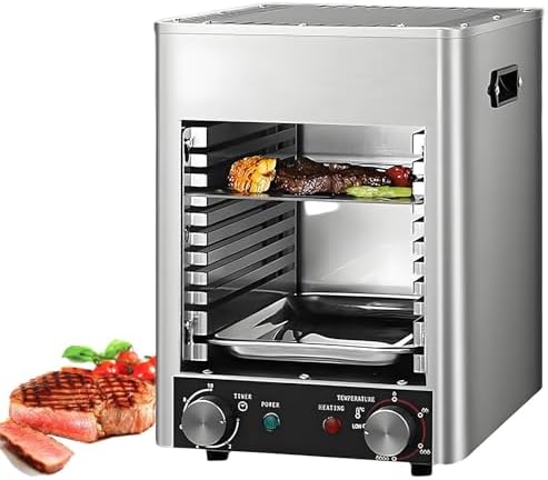 1700W Indoor Smokeless Electric Steak Grill, Stainless Steel Broiler with 10-Tier Adjustable Rack, Versatile Kitchen Cooker for BBQ, Toast, Pizza & Grilling - Perfect for Home Chefs