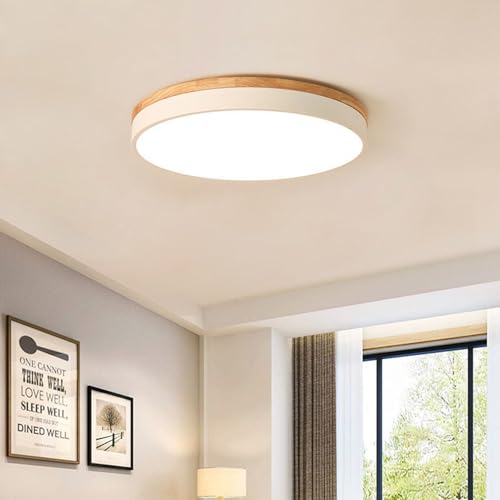 Plafonnier LED en bois à intensité variable et 3 températures de couleur