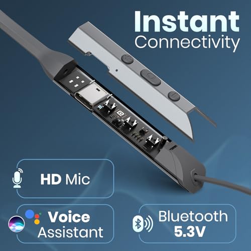 Image of Portronics Harmonics Z12 in Ear Bluetooth Neckband with Metallic Built & Hall Switch(ON /Off),Upto 35 Hours Playtime, Gaming /Music Mode, Low Latency, Bluetooth Version 5.3V, Type C Fast Charging(Grey)