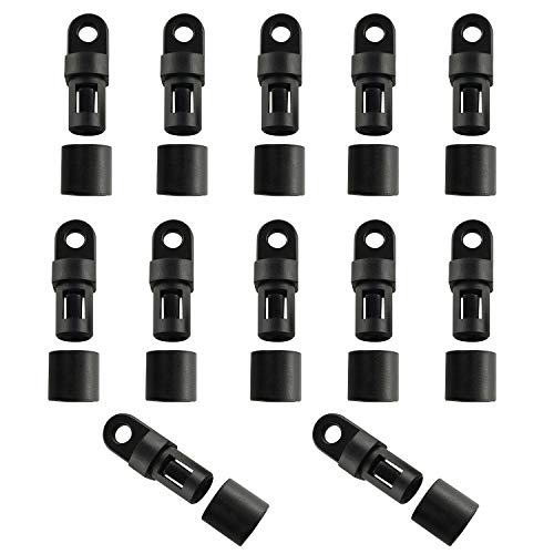 JCBIZ 12pcs Outdoor Multi Purpose Canoe Accessories Black 6mm Elastic Rope End Fixing Buckle Shock Cord Hooks End Fittings for Kayaks, Canoes, and Boats