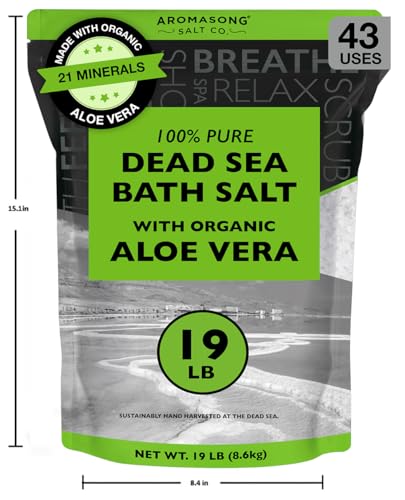 Aromasong Dead Sea Salt with Organic Aloe Vera, 19 lb Fine Bath Salts