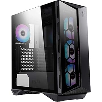 MSI MPG GUNGNIR 110R – Capa premium para PC Mid-Tower – Painel lateral de vidro temperado – 4 ventoinhas ARGB 120 mm – Suporte de resfriamento líquido até 360 mm do radiador – Design em dois tons