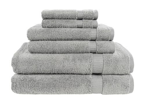 MyPillow My Towel 6 Piece Set - Premium Cotton Soft Absorbent Towels 2 Bath Towels 2 Hand Towels 2 Wash Cloths [6 Piece Set Silver]